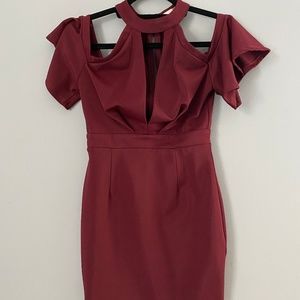 Maroon bodycon cutout dress